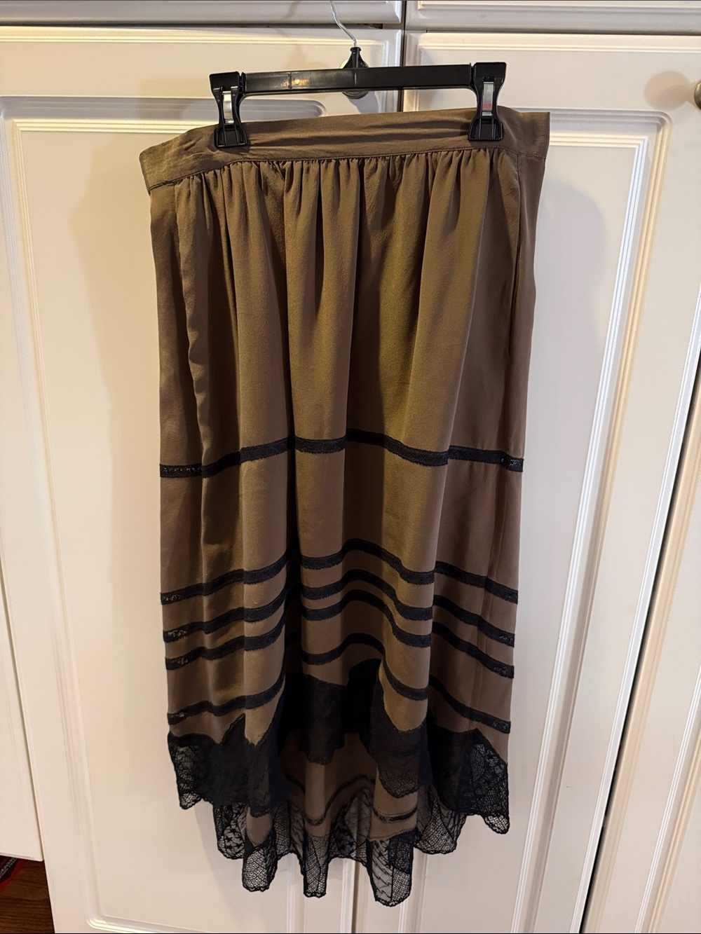 Zadig& Voltaire Midi Skirt with Black Lace Trim